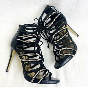 Bebe Crystal Gladiator Heels